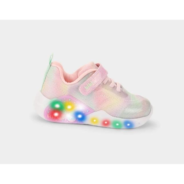 T�nis Bibi Fun Light Rosa De Borboleta De Velcro Com Luz  SUGAR/IRIS/VERDE 23 