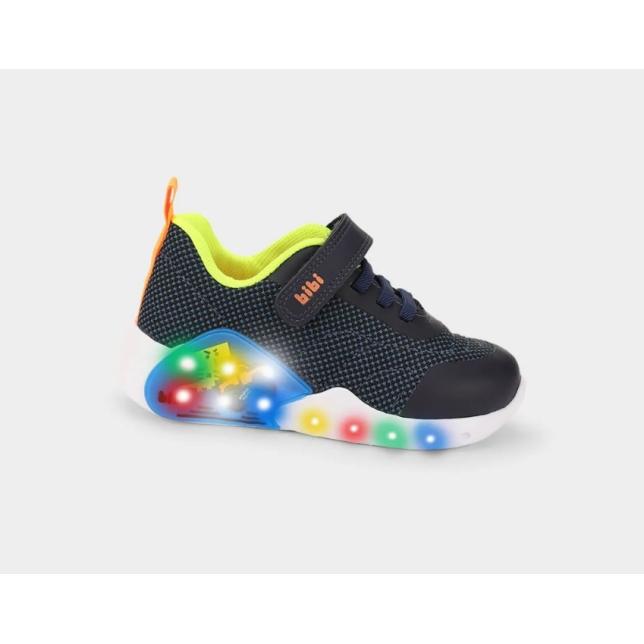 T�nis Bibi Fun Light Azul Marinho De Dinossauro De Velcro Com Luz MARINHO/AMARELO/ELETRIC 28 