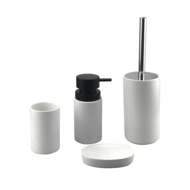 Kit C/04 Pcs Banheiro De Porcelana Branco   