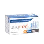 Agulhas Para Caneta De Insulina Uniqmed 8mm X 31g 100 Unidades - Foto 1