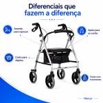 Andador 4 Rodas Com Assento E Cesto At� 135kg Mercur - Foto 10