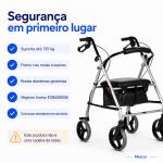 Andador 4 Rodas Com Assento E Cesto At� 135kg Mercur - Foto 5