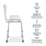 Banco Para Banho Com Encosto E Altura Regul�vel D2 Em Alum�nio At� 135kg Dellamed - Foto 7