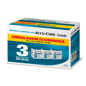 Accu Chek Guide Roche 3 Frascos Com 50 Tiras Embalagem Economica   