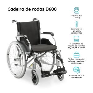 Cadeira De Rodas D600 Dobr�vel Em Alum�nio At� 120kg Dellamed - Foto 4