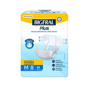 Fralda Geritrica Regular Plus 8 Unidades Bigfral M BRANCO 20387-0