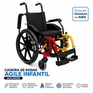 Cadeira De Rodas Agile Infantil Jaguaribe At� 50kg - Foto 3