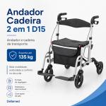 Andador Cadeira 4 Rodas 2 Em 1 Dellamed D15 At� 135kg - Foto 8