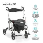 Andador Cadeira 4 Rodas 2 Em 1 Aluminio D15 At� 135kg Dellamed - Foto 8
