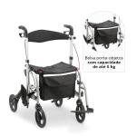 Andador Cadeira 4 Rodas 2 Em 1 Aluminio D15 At� 135kg Dellamed - Foto 1