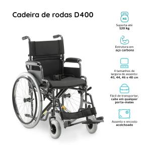 Cadeira De Rodas D400 Raiada Dobr�vel Pneu Anti Furo At� 120kg Dellamed - Foto 5