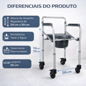 Cadeira De Banho Em Alum�nio Desmont�vel Hidrolight At� 100kg - Foto 4