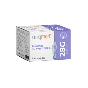 Lanceta Seguranca 28g 1.8mm Sla 100 Unidades Uniqmed   006208