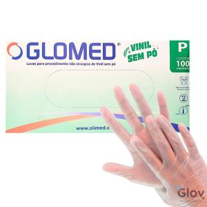 Luva Vinil Sem Talco 100 Unidades Glomed