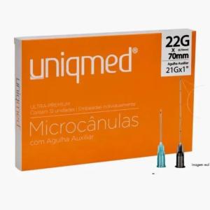 Microcanula Com Agulha Auxiliar Unidade Uniqmed 22G X 70MM  