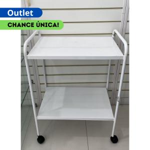 Outlet Chance Unica Mesa Auxiliar Com Rodizio Htc 40CMX60CM BRANCA 