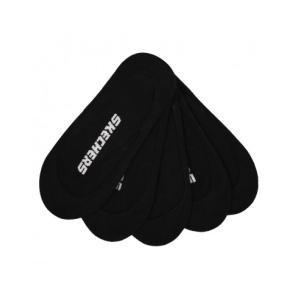 Kit 5 Pares Meia Skechers Non Terry-Black Sapatilha S110703 Feminino 33-39 PRETO