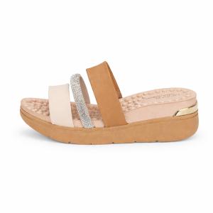 Tamanco Modare Napa Float Nature Safiano Strass Feminino