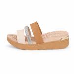 Tamanco Modare Napa Float Nature Safiano Strass Feminino - Foto 1