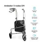 Andador Dobr�vel 3 Rodas D11 Suporte De At� 100 Kg Para Idosos E Adultos Com Mobilidade Reduzida Dellamed - Foto 3
