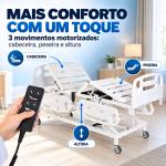 Cama Hospitalar Motorizada Evolution Steel Pilati Com Grades E Rod�zios At� 180kg - Foto 3