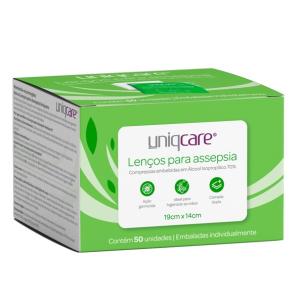 Par De Lenos Para Assepsia Uniqcare 70% Isoproplico ? Sachs Individuais 190X140MM  6512