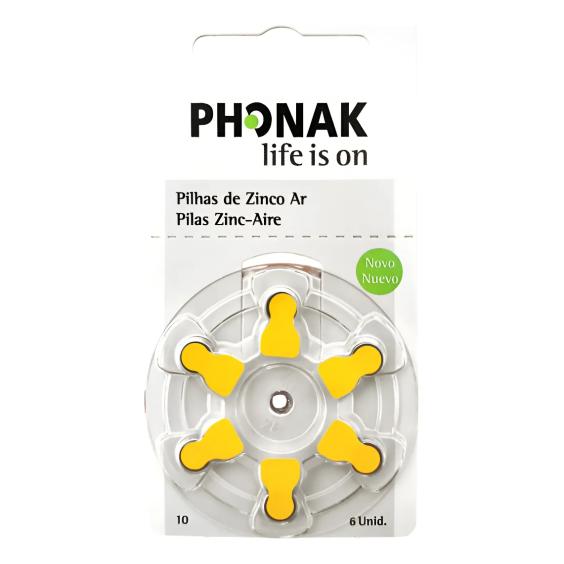 Bateria Para Aparelho Auditivo 10 A 6 Unidades Phonak