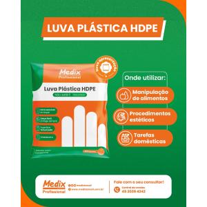 Luva Pl�stica Hdpe N�o Est�ril Medix 100 Unidades