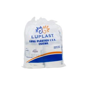 Luva Plastica Esteril E.V.A 100 Unidades Luplast   